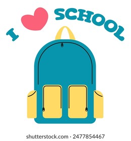 Zurück in die Schule. Ich liebe die Schule. BILDUNG . VEKTORILLUSTRATION
