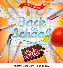 Back to School marketing background. Greeting card, poster, flier, blog, article, social media. EPS 10 vector file included