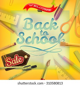 Back to School marketing background. Greeting card, poster, flier, blog, article, social media. EPS 10 vector file included