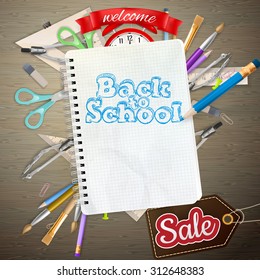 Back to School marketing background. For greeting card, ad, promotion, poster, flier, blog, article, social media. EPS 10 vector file included