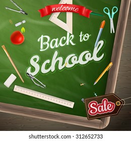 Back to School marketing background. For greeting card, ad, promotion, poster, flier, blog, article, social media. EPS 10 vector file included