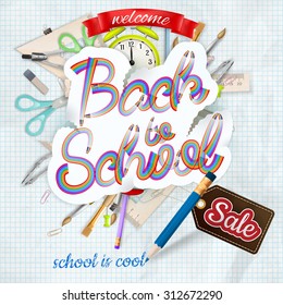 Back to School marketing background. For greeting card, ad, promotion, poster, flier, blog, article, social media. EPS 10 vector file included