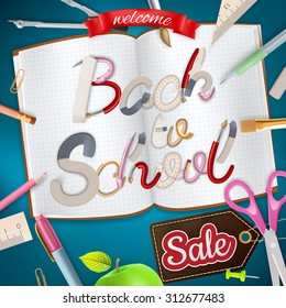 Back to School marketing background. For greeting card, ad, promotion, poster, flier, blog, article, social media. EPS 10 vector file included
