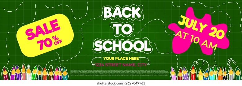 Back to school. Marketing, sale for the school.