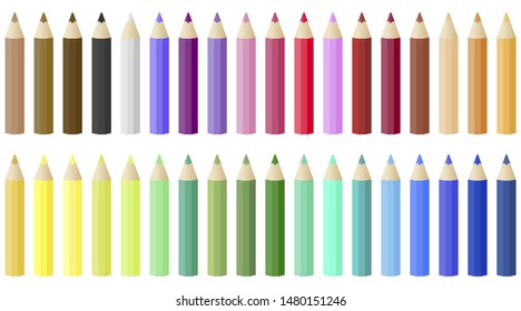 Back to school material, set of Colored Pencil template vector illustration