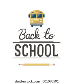 Back to school message with school bus icon vector against white background