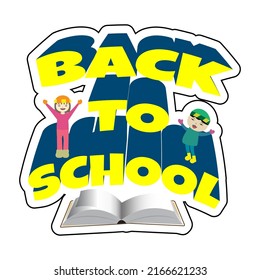 Back to School message isolated on white background, cartoon style graphic resources isolated transparent background png