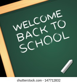 Back to school message on blackboard hand draw vector illustration