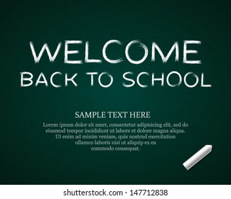 Back to school message on blackboard hand draw vector illustration