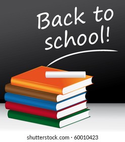 Back to school. Message on a blackboard. Vector illustration.