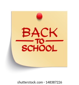 Back to school message on note paper hand draw vector illustration eps 10 