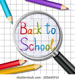 Back to school message on paper sheet background