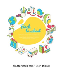 Back to school - modern isometric colorful banner