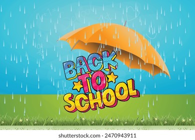 Back to school monsoon session vector background | school kits | school graphic | rain session background