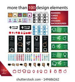 Back to school more than 100 design elements vector - banners, cards, icons, stickers, backgrounds, buttons