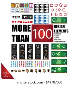 Back to school more than 100 design elements vector - banners, cards, icons, stickers, backgrounds, buttons