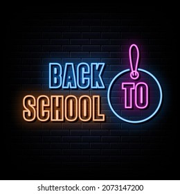 back to school neon signs vector. Design template neon sign