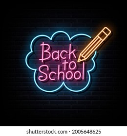 Back to school neon text, neon sign symbol.