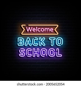 Back to school neon text, neon sign symbol.