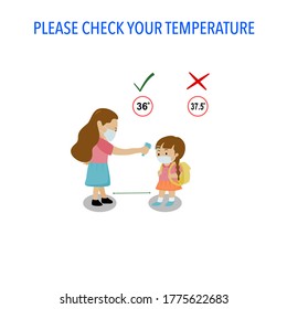 Back To School New Normal Before Learning Wearing Mask And Please Check Your Temperature Before Go Inside.