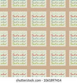 Back to school, new seamless pattern for background. Decorative backdrop can be used for wallpaper, pattern fills, web page background, surface textures. Memphis style for fashion