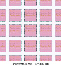 Back to school, new seamless pattern for background. Decorative backdrop can be used for wallpaper, pattern fills, web page background, surface textures. Memphis style for fashion