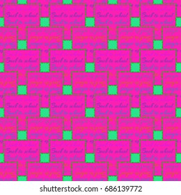 Back to school, new seamless pattern for background. Decorative backdrop can be used for wallpaper, pattern fills, web page background, surface textures. Memphis style for fashion