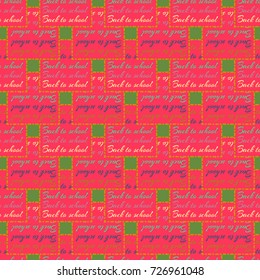 Back to school, new seamless pattern for background. Decorative backdrop can be used for wallpaper, pattern fills, web page background, surface textures. Memphis style for fashion