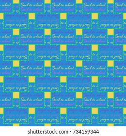 Back to school, new seamless pattern for background. Decorative backdrop can be used for wallpaper, pattern fills, web page background, surface textures. Memphis style for fashion