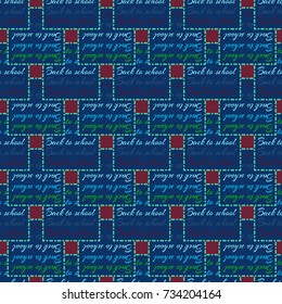 Back to school, new seamless pattern for background. Decorative backdrop can be used for wallpaper, pattern fills, web page background, surface textures. Memphis style for fashion