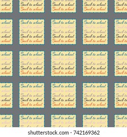 Back to school, new seamless pattern for background. Decorative backdrop can be used for wallpaper, pattern fills, web page background, surface textures. Memphis style for fashion