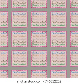 Back to school, new seamless pattern for background. Decorative backdrop can be used for wallpaper, pattern fills, web page background, surface textures. Memphis style for fashion