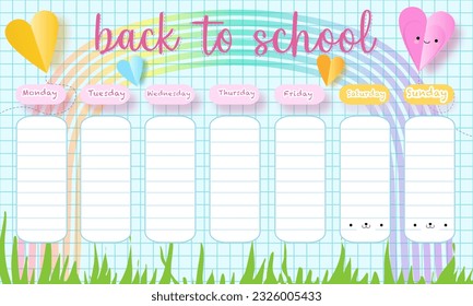 Back to school note page paper, background for memo, personal planer for print vector 