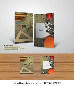 Back to school notebook cover designs with mockups, Ready to print CMYK color modes- textbook design concept