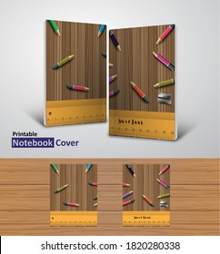 Back to school notebook cover designs with mockups, Ready to print CMYK color modes- textbook design concept