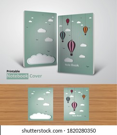 Back to school notebook cover designs with mockups, Ready to print CMYK color modes- textbook design concept