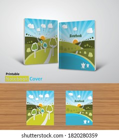 Back to school notebook cover designs with mockups, Ready to print CMYK color modes- textbook design concept