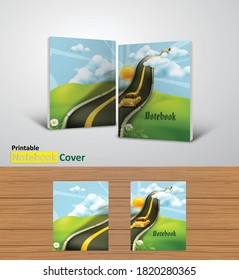 Back to school notebook cover designs with mockups, Ready to print CMYK color modes- textbook design concept