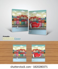 Back to school notebook cover designs with mockups, Ready to print CMYK color modes- textbook design concept