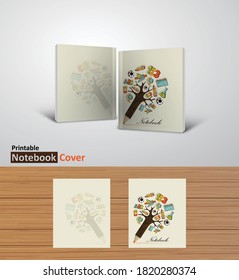 Back to school notebook cover designs with mockups, Ready to print CMYK color modes- textbook design concept