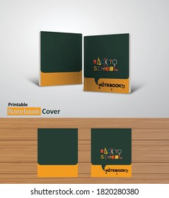 Back to school notebook cover designs with mockups, Ready to print CMYK color modes- textbook design concept