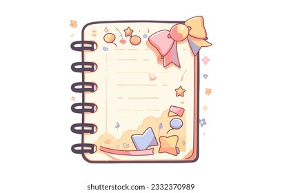 Back to school notebook illustration. Back to school text on sheet of lined notebook paper