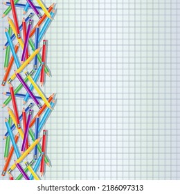 Back to School notebook seamless pattern pencils, , vector illustration