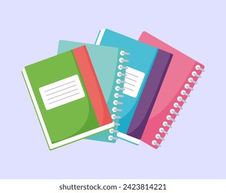 back to school, notebooks with spiral supply elementary education cartoon vector
