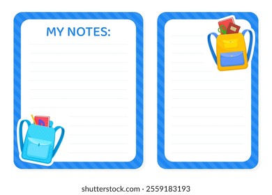 Back to School Notepad Design with Supply Vector Template