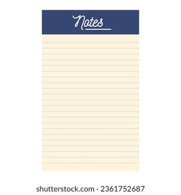 Back to school. Notes. Notebook with lines. Vector illustration, flat design