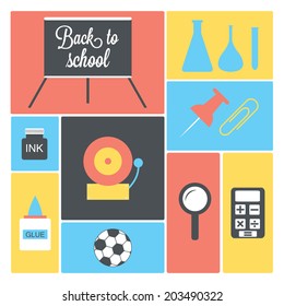 Back to school objects collection / Vector illustration set / Flat icons
