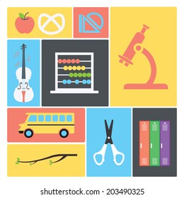 Back to school objects collection / Vector illustration set / Flat icons