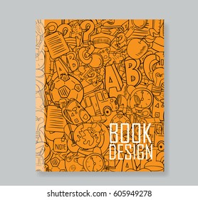 Back of School Objects on background, drawing by hand vector