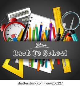 Back to school. School and office supplies